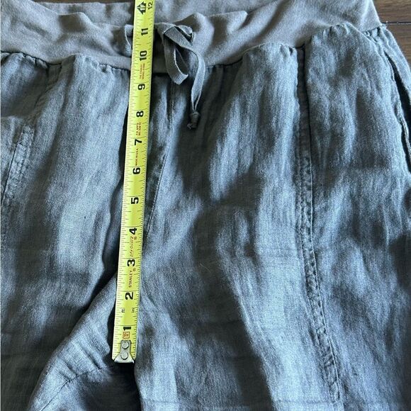 FLAX Brown Flat Iron Linen Drawstring Straight Leg Pants Size P Size 4 - 6 - Picture 4 of 11